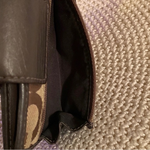 Coach Signature Brown and Tan Wallet with Gold Clasp - Picture 9 of 9